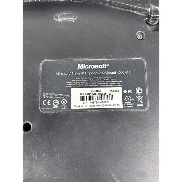 Microsoft Natural Ergonomic Keyboard 4000 V1.0 Black Wired USB - Picture 7 of 7